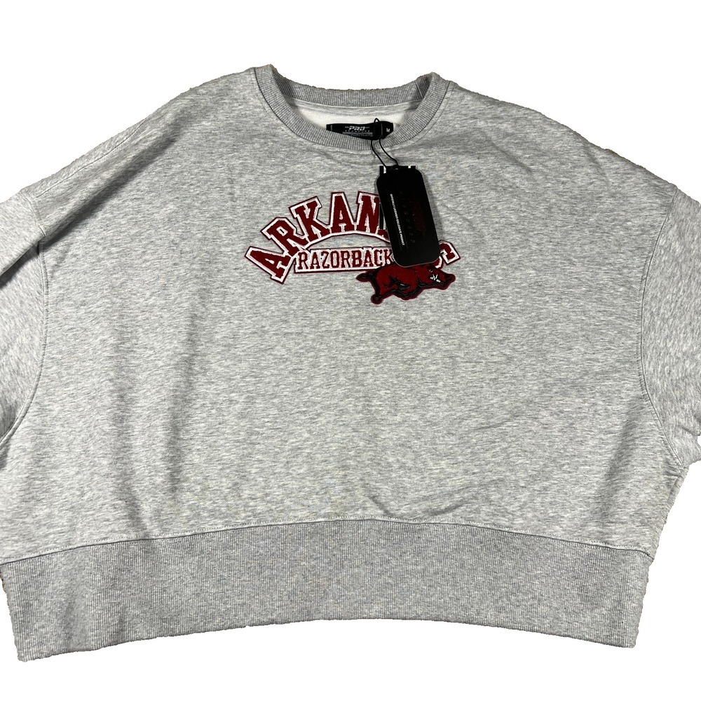 Pro Standard Womens Medium Gray Long Sleeve Arkansas Razorbacks Sweatshirt NWT